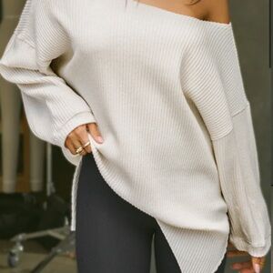 Joah Brown Off-Shoulder Sweater in Cream